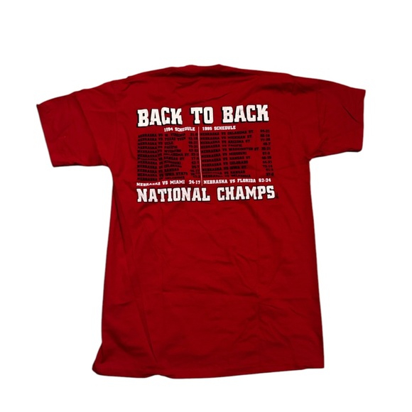 Vintage NOS Nebraska Huskers Back To Back National Champs 90’s T Shirt Large Red - Picture 2 of 6